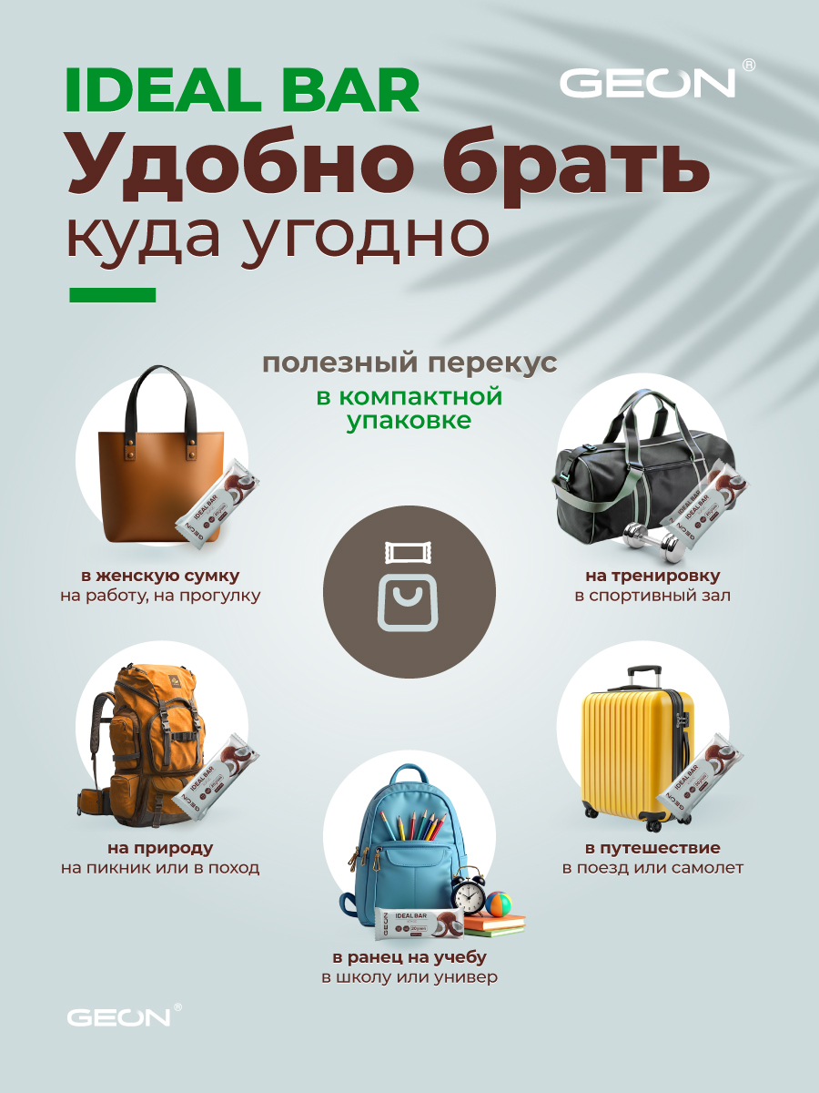 Протеиновые батончики GEON IDEALBAR  Кокос, 33% белка (60г х 10шт.)