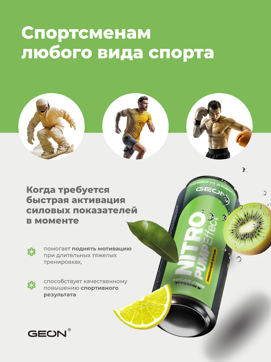 Энергетический напиток GEON™ NITRO PUMP Effect, Лимонный взрыв, 450 мл